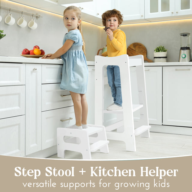 2-in-1 Montessori Learning Tower with Extra Step Stool