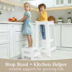 2-in-1 Montessori Learning Tower with Extra Step Stool