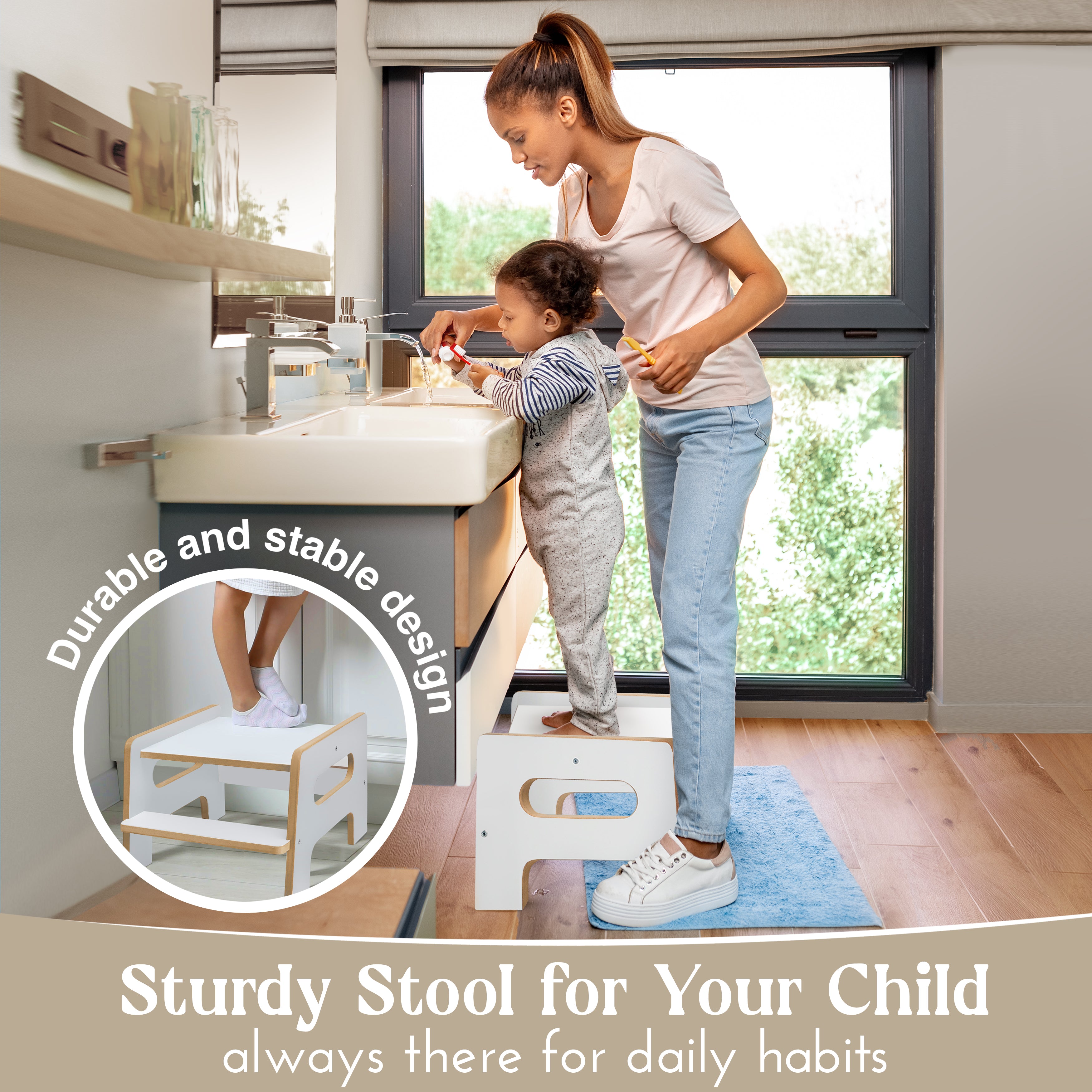 Love For Sleep baby Kitchen Helper Montessori Learning Tower & Step Stool Set – Adjustable Wooden Kitchen Helper for Toddlers | Modern DUO