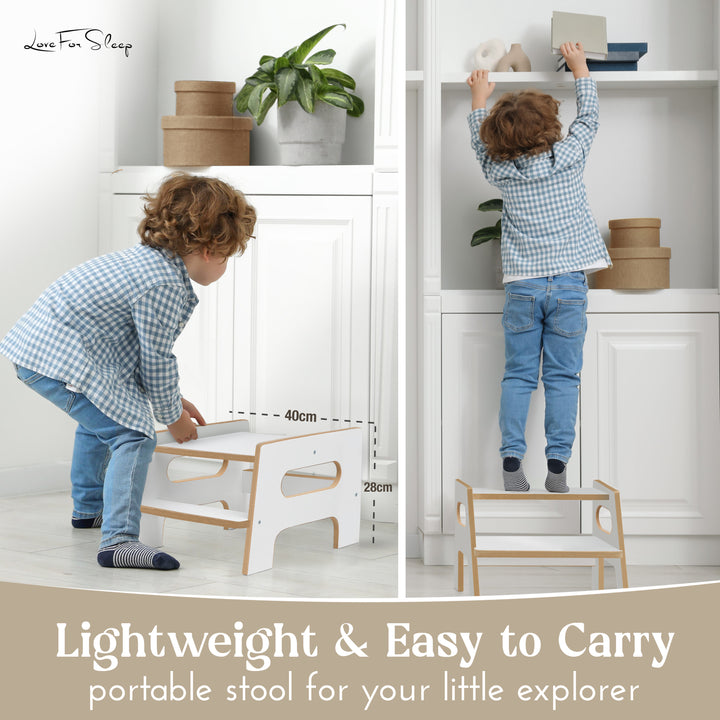 Love For Sleep baby Kitchen Helper Montessori Learning Tower & Step Stool Set – Adjustable Wooden Kitchen Helper for Toddlers | Modern DUO
