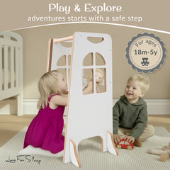 Montessori Learning Tower – Wooden Kitchen Helper with 3 Adjustable Heights