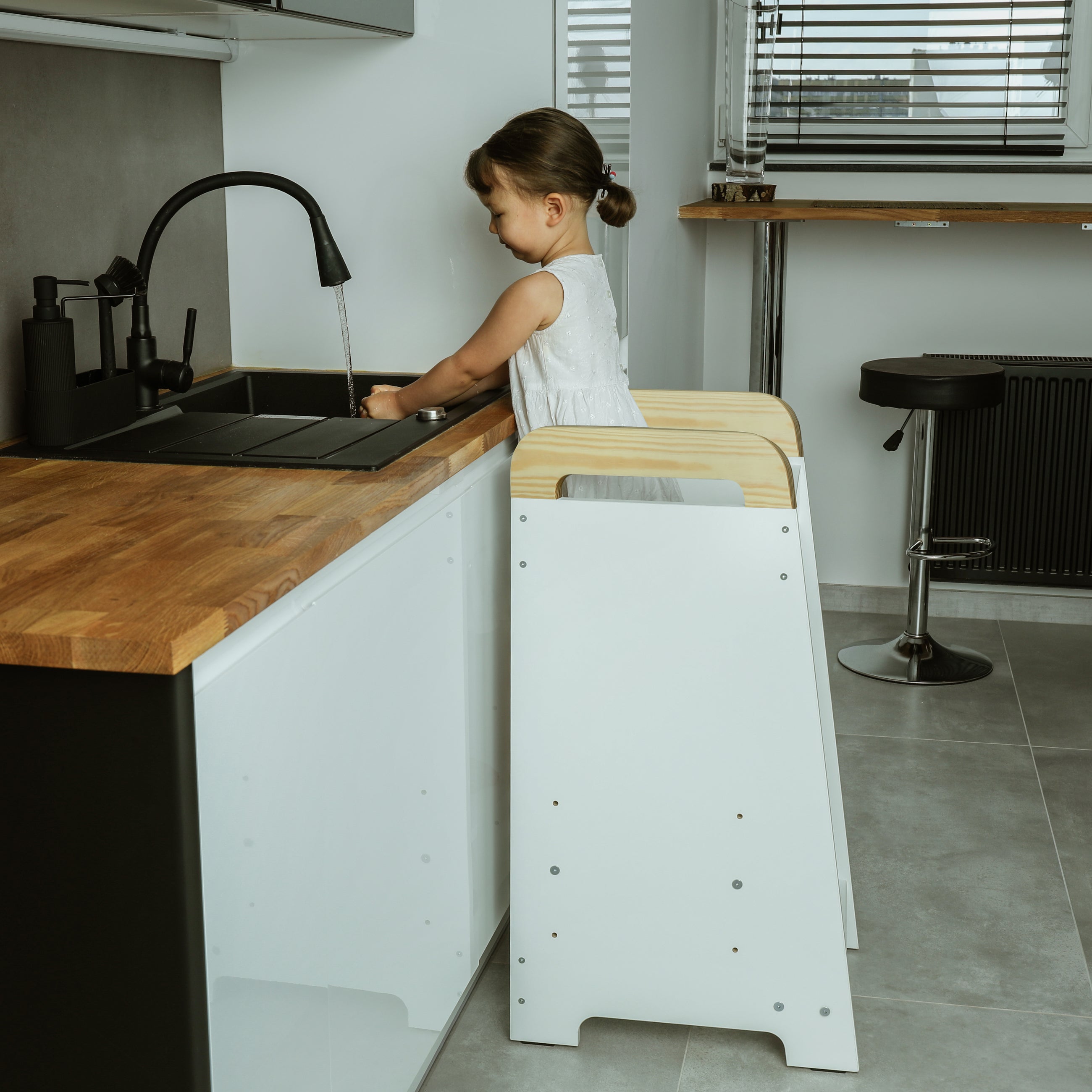Love For Sleep baby Kitchen Helper Montessori Learning Tower & Step Stool Set – Adjustable Wooden Kitchen Helper for Toddlers | Nordic DUO