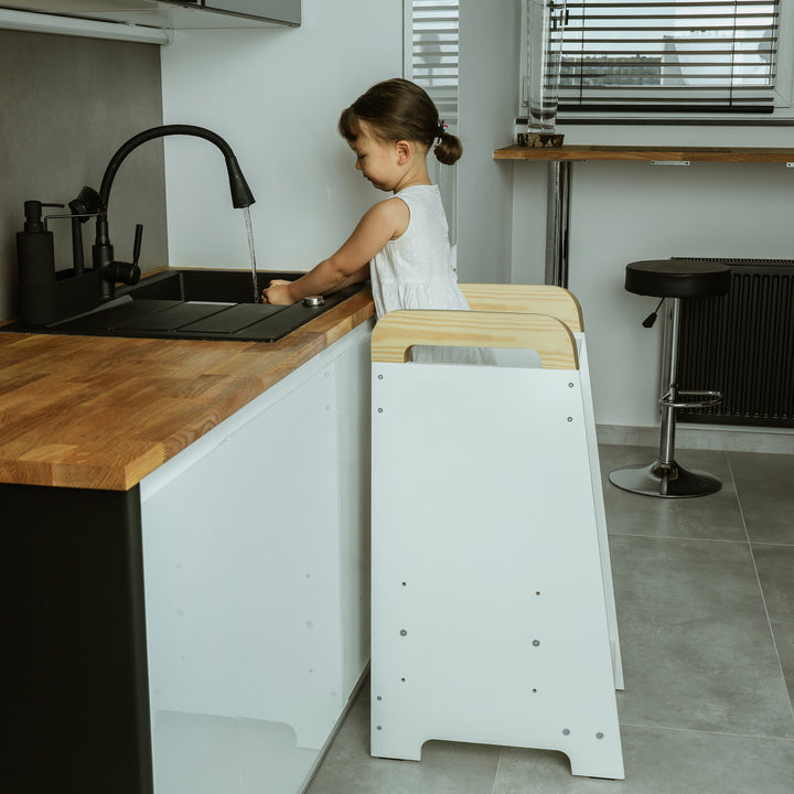 Love For Sleep baby Kitchen Helper Montessori Learning Tower & Step Stool Set – Adjustable Wooden Kitchen Helper for Toddlers | Nordic DUO