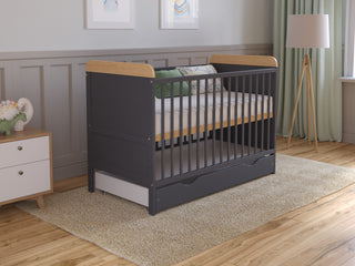 Baby Cot Bed with Drawer and Mattress - LEVI 120x60cm