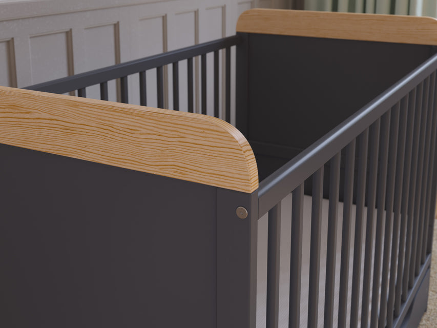 Baby Cot Bed with Drawer and Mattress - LEVI 120x60cm