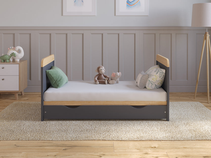 Baby Cot Bed with Drawer and Mattress - LEVI 120x60cm