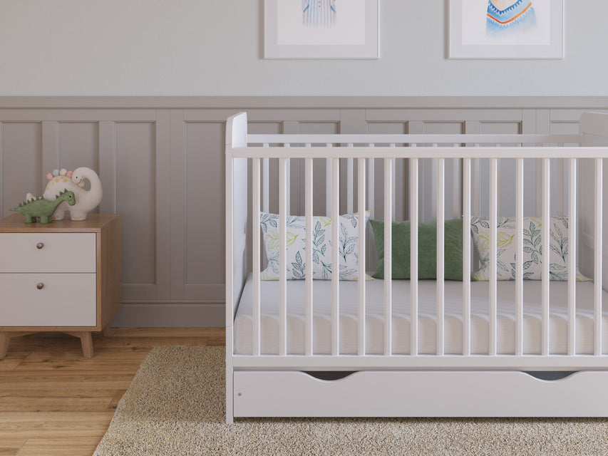 Baby Cot Bed with Drawer and Mattress - LEVI 120x60cm