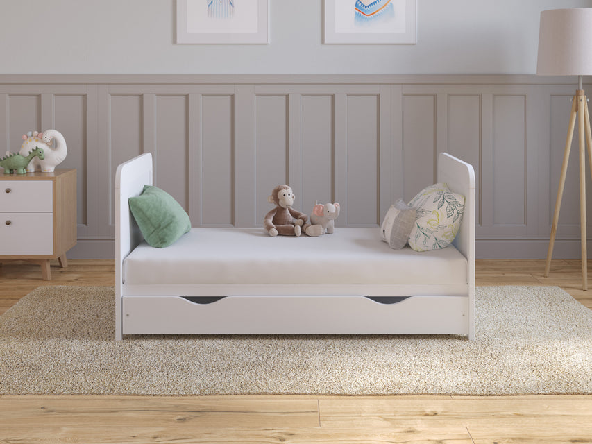 Baby Cot Bed with Drawer and Mattress - LEVI 120x60cm