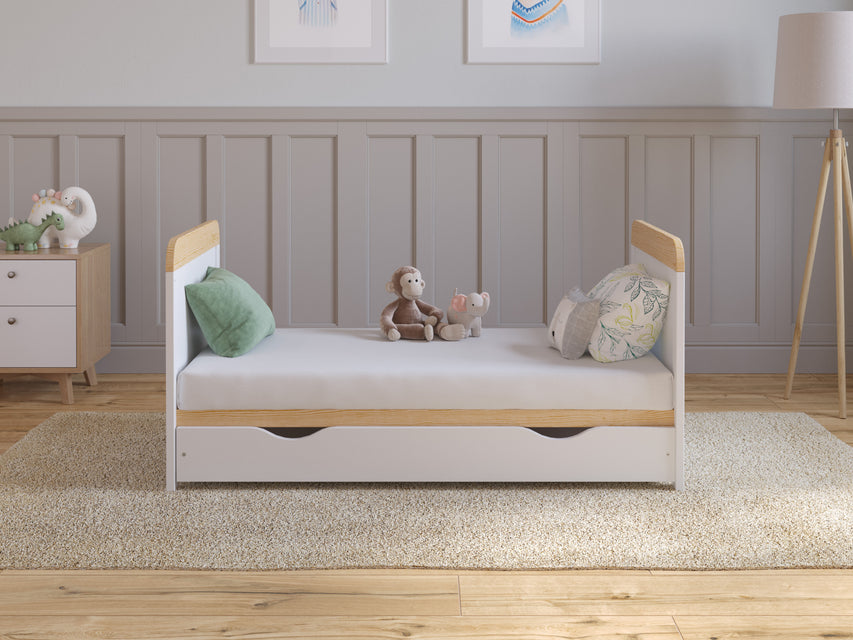 Baby Cot Bed with Drawer and Mattress - LEVI 120x60cm