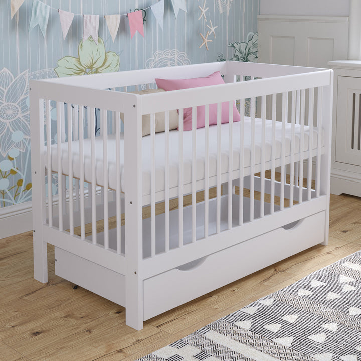 Love For Sleep baby Cot Bed White LUCA Cot Bed 120x60cm with Drawer