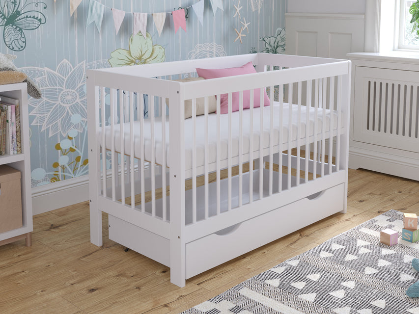 Baby Cot Bed 120x60cm with Drawer – Luca Model