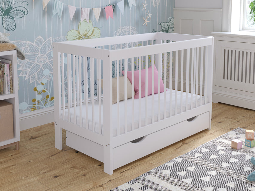 Baby Cot Bed 120x60cm with Drawer – Luca Model