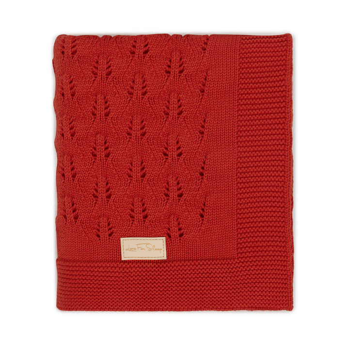 Love For Sleep baby Baby Blanket Cherry Red Openwork Cotton Baby Blanket – Ultra Soft Knitted Blanket for Newborns