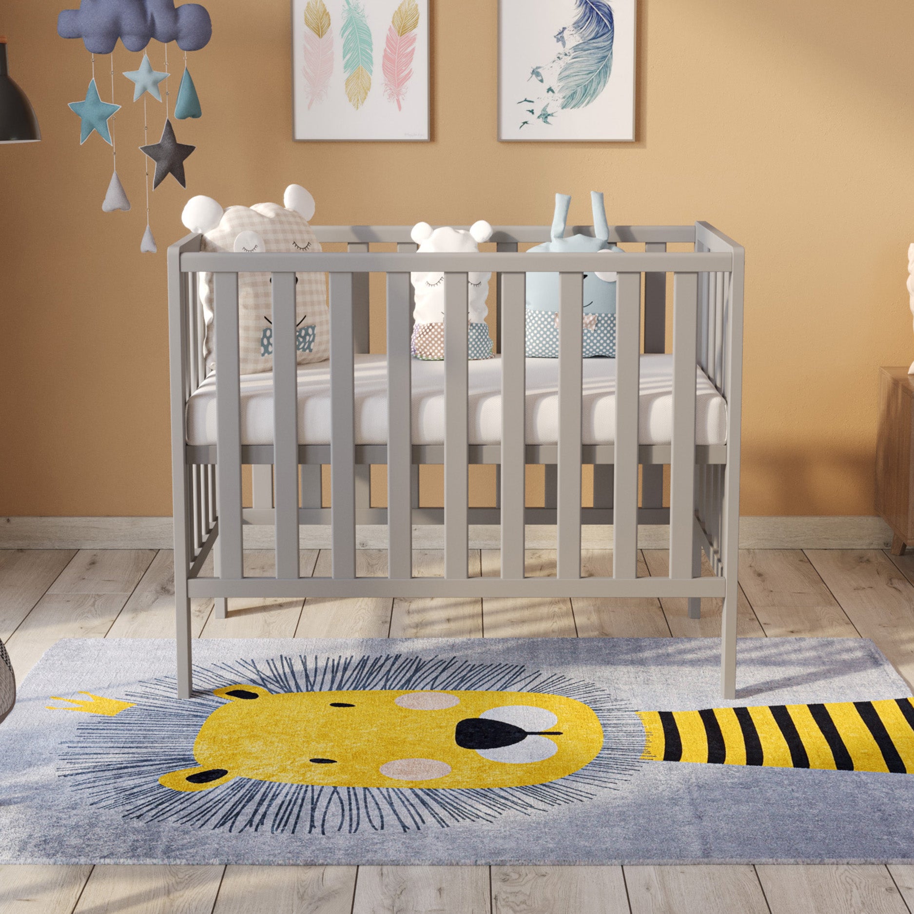 Love For Sleep baby Compact Cot Grey PARIS Compact Cot 100x50cm with Mattress