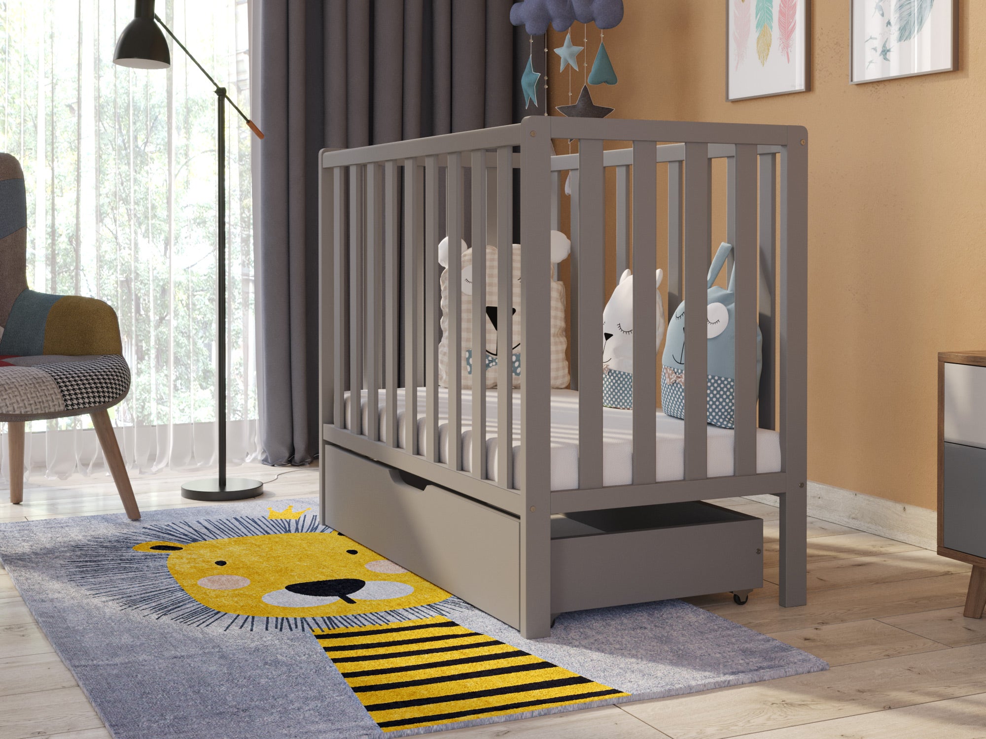 Love For Sleep baby Compact Cot PARIS Compact Cot 100x50cm with Drawer & Mattress
