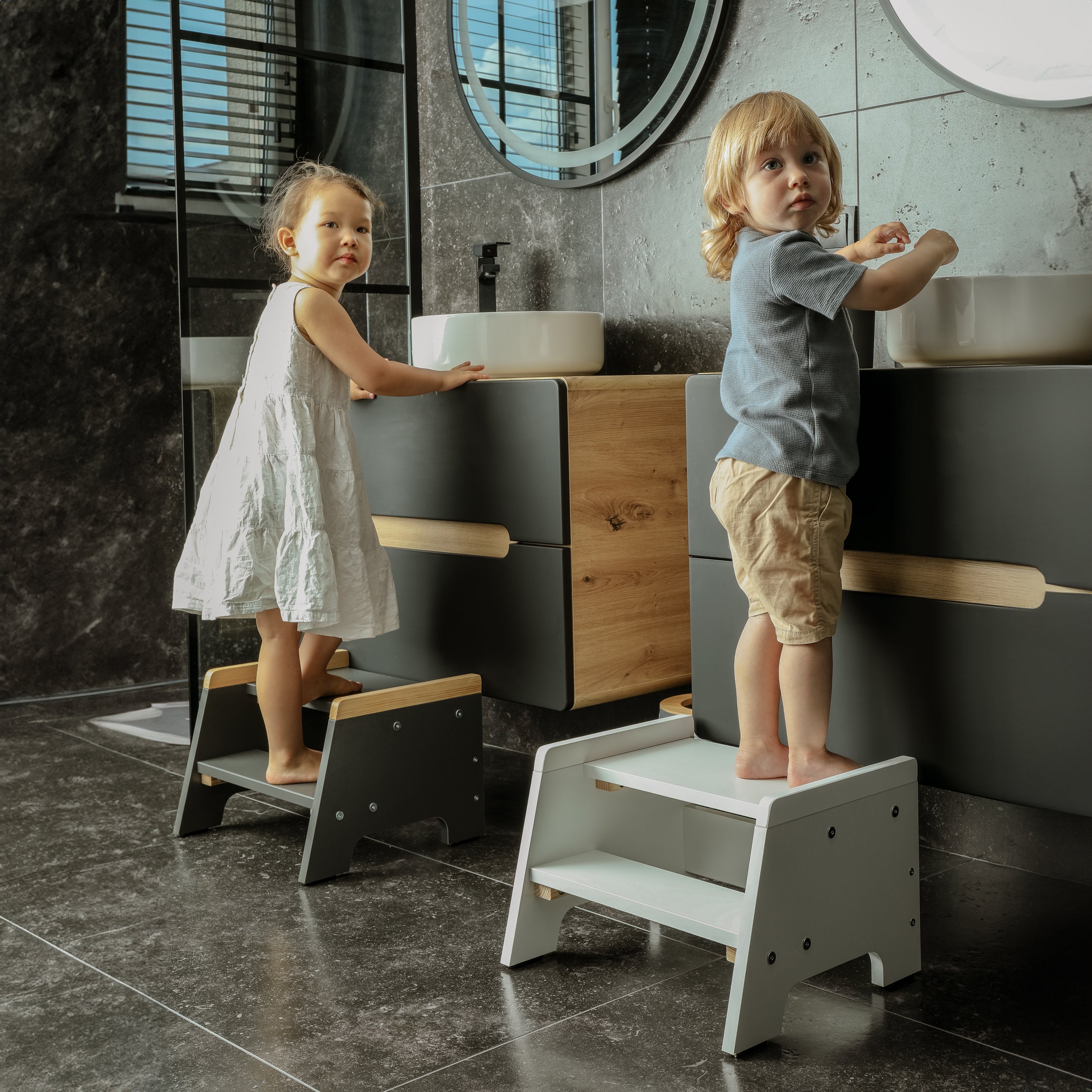 Love For Sleep baby Kitchen Helper Montessori Step Stool – Adjustable Wooden Toddler Step Stool | Nordic Step