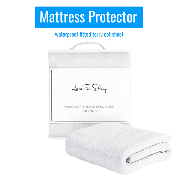 Love For Sleep baby Mattress Protector Waterproof Cot Mattress Protector – Fitted Terry Cotton Sheet