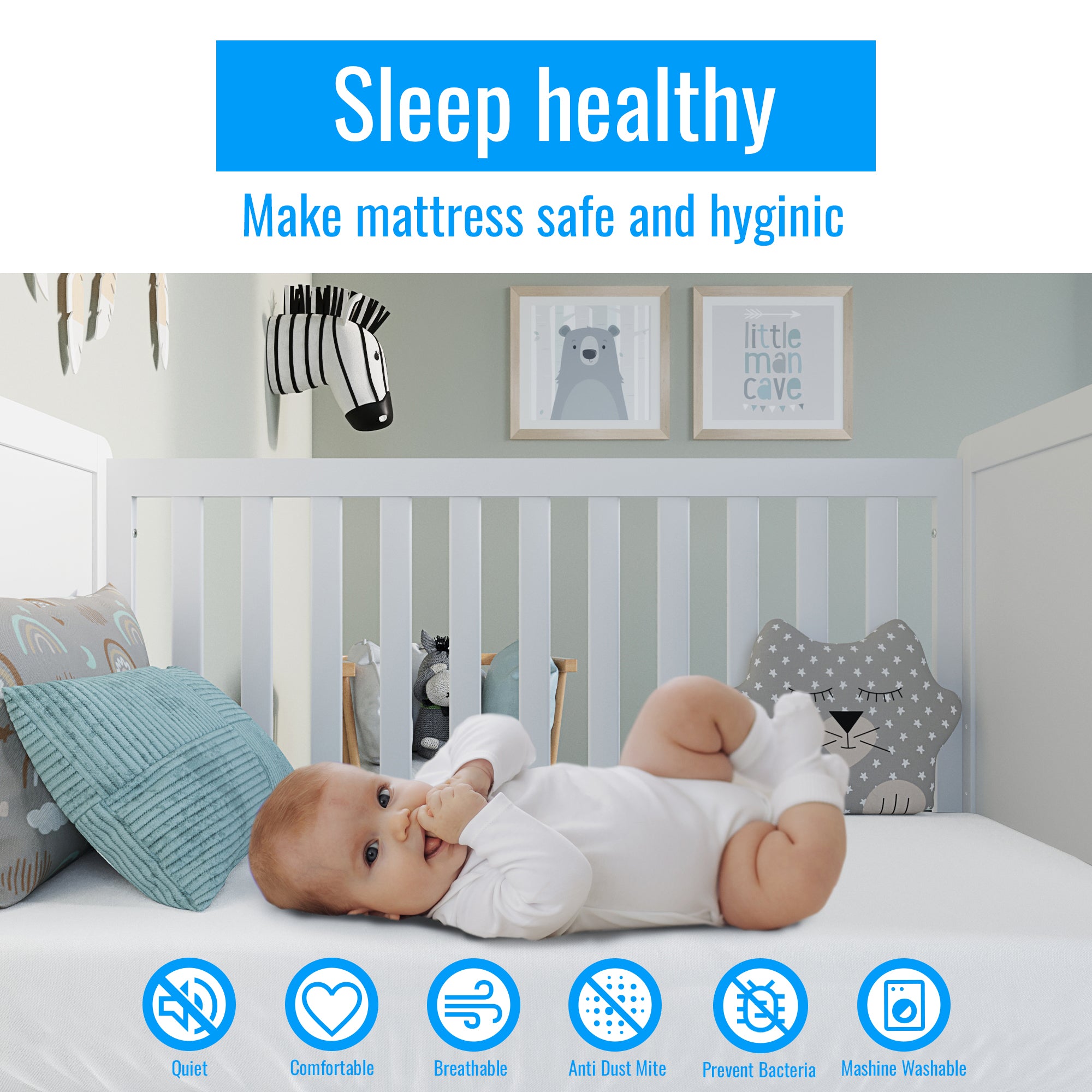Love For Sleep baby Mattress Protector Waterproof Cot Mattress Protector – Fitted Terry Cotton Sheet
