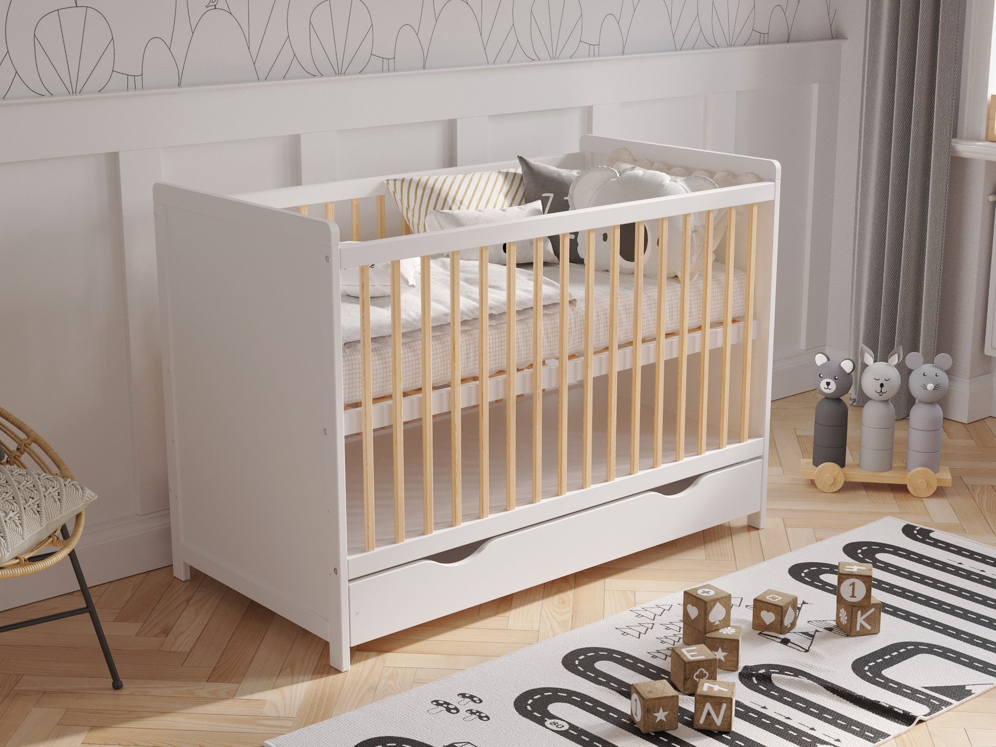 Baby Cot Bed 120x60cm with Drawer – Tokyo Model